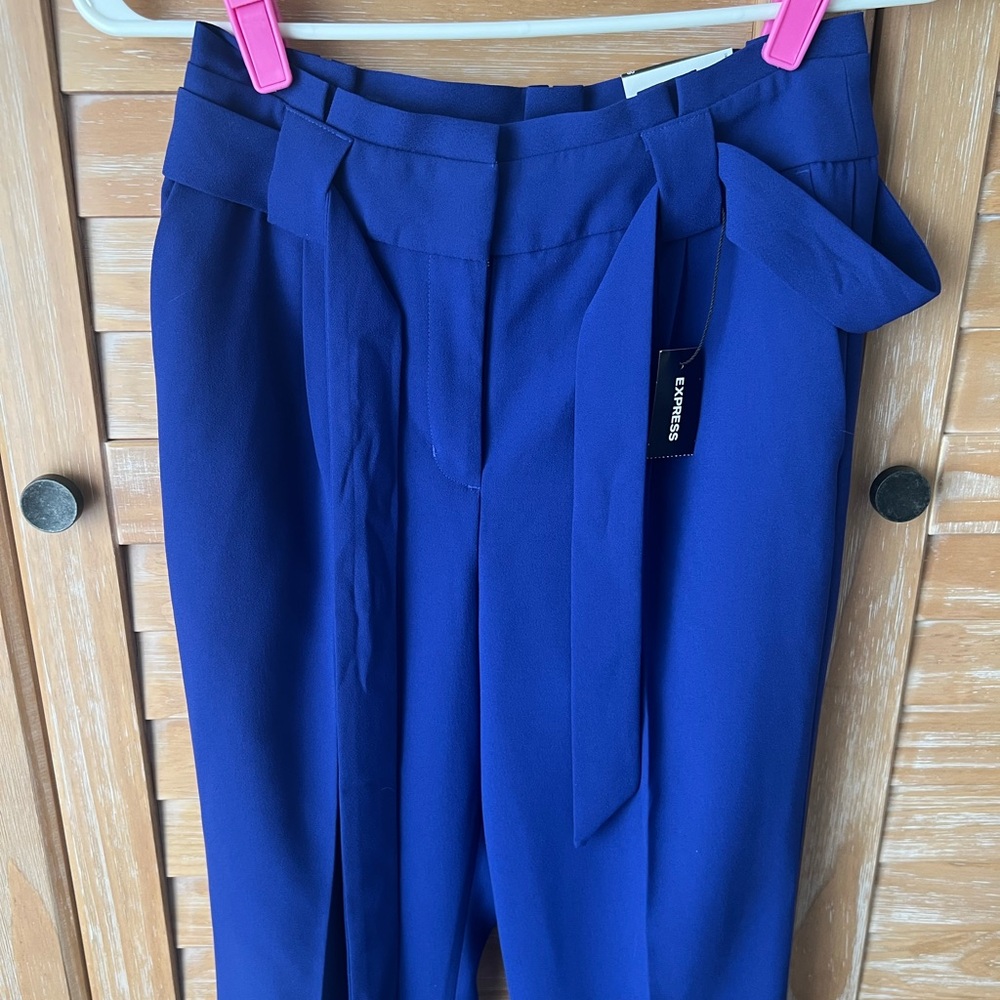 Express Women's Cobalt Blue Tie-Waist Trousers 0R